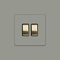 Soho Lighting Primed Paintable 2 Gang Intermediate Switch 10A with Brushed Brass Switch with Black Insert