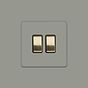 Soho Lighting Primed Paintable 2 Gang Light Switch 2-Way 10A with Brushed Brass Switch with Black Insert