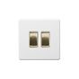 Soho Lighting Primed Paintable 2 Gang Intermediate Switch 10A with Brushed Brass Switch with White Insert