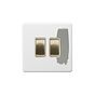 Soho Lighting Primed Paintable 2 Gang Intermediate Switch 10A with Brushed Brass Switch with White Insert