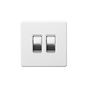Soho Lighting Primed Paintable 2 Gang Intermediate Switch 10A with Brushed Chrome Switch and White Insert