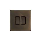 Soho Lighting Vintage Brass 10A 2 Gang Intermediate Switch