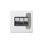 Soho Lighting Primed Paintable 3 Gang Intermediate switch with Brushed Chrome Switch and Black Insert