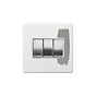 Soho Lighting Primed Paintable 3 Gang Intermediate switch with Brushed Chrome Switch and White Insert