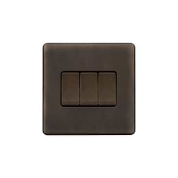 Soho Lighting Vintage Brass 10A 3 Gang Intermediate switch