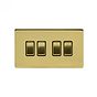 Soho Lighting Brushed Brass 4 Gang Intermediate switch Blk Ins Screwless