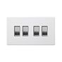 Soho Lighting Primed Paintable 4 Gang Intermediate switch with Brushed Chrome Switch and White Insert