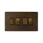 Soho Lighting Vintage Brass 10A 4 Gang Intermediate switch