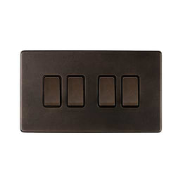 Soho Lighting Vintage Brass 10A 4 Gang Intermediate switch
