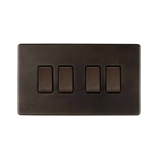 Soho Lighting Vintage Brass 10A 4 Gang Intermediate switch