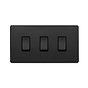 Soho Lighting Matt Black 3 Gang Switch Double Plate 2 Way Screwless