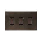 Soho Lighting Vintage Brass 3 Gang Switch Double Plate 2 Way