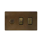 Vintage Brass Dimmer Rocker Combo Switch
