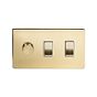 Soho Lighting Brushed Brass 3 Gang Dimmer and Rocker Switch Combo (2-Way Intelligent Dimmer & 2 x 2-Way Light Switch)