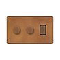 Soho Lighting Antique Copper 3 Gang Light Switch with 2 Dimmers (2 x 2-Way Intelligent Dimmer & 2-Way Switch)