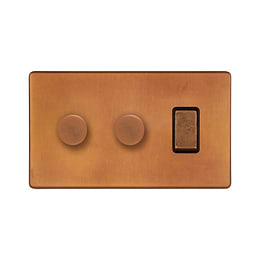 Antique Copper Dimmer Rocker Combo Switch
