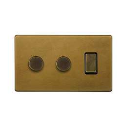 Old Brass Dimmer Rocker Combo Switch
