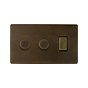 Soho Lighting Vintage Brass 3 Gang Light Switch with 2 Dimmers (2 x 2-Way Intelligent Dimmer & 2-Way Switch)