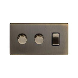 Antique Brass Dimmer Rocker Combo Switch