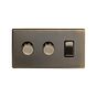 Soho Lighting Antique Brass 3 Gang Dimmer and Rocker Switch Combo (2 x 2-Way Intelligent Dimmer & 1 x 2-Way Switch)
