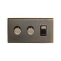 Soho Lighting Antique Brass 3 Gang Light Switch with 2 Dimmers (2 x 2-Way Intelligent Dimmer & 2-Way Switch)