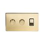 Soho Lighting Brushed Brass 3 Gang Light Switch with 2 Dimmers