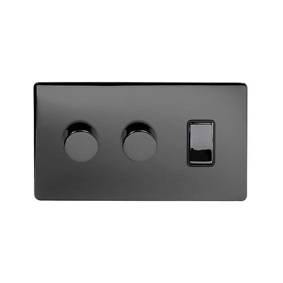 Soho Lighting Black Nickel 3 Gang Dimmer and Rocker Switch Combo (2 x 2-Way Intelligent Dimmer & 1 x 2-Way Switch)