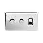Soho Lighting Polished Chrome 3 Gang Dimmer and Rocker Switch Combo (2 x 2-Way Intelligent Dimmer & 1 x 2-Way Switch) 