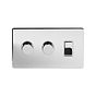 Soho Lighting Polished Chrome 3 Gang Dimmer and Rocker Switch Combo (2 x 2-Way Intelligent Dimmer & 1 x  2-Way Switch)