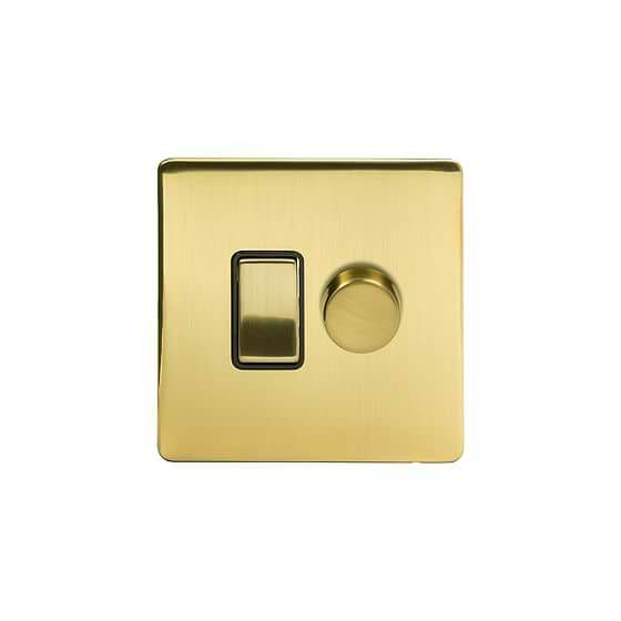 Soho Lighting Brushed Brass Dimmer and Rocker Switch Combo (2-Way Switch & 2-Way Intelligent Dimmer)