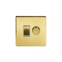 Soho Lighting Brushed Brass Dimmer and Rocker Switch Combo