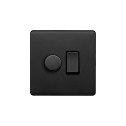 Soho Lighting Matt Black Dimmer and Rocker Switch Combo (2-Way Intelligent Dimmer & 2-Way Switch )