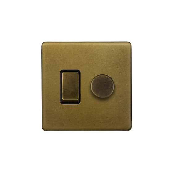 Soho Lighting Old Brass Dimmer and Rocker Switch Combo (2 Way Switch & Trailing Dimmer) Elesi