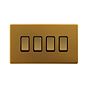 Soho Lighting Antique Gold 4 Gang Switch With 1 Intermediate (3 x 2 Way Switch with 1 Intermediate)