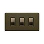 Soho Lighting Bronze  3 Gang Switch With 1 Intermediate (2 x 2 Way Switch with 1 Intermediate) Screwless 