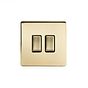 Soho Lighting Brushed Brass 2 Gang Intermediate & 2 Way Switch Blk Ins Screwless