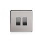 Soho Lighting Brushed Chrome 2 Gang Intermediate & 2 Way Switch Wht Ins Screwless