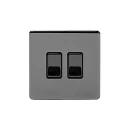 Black Nickel 3 gang light switch with 1 dimmer 
