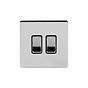 Soho Lighting Polished Chrome 2 Gang Intermediate & 2 Way Switch Blk Ins Screwless