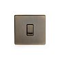 Soho Lighting Antique Brass 1 Gang Retractive Switch Blk Ins Screwless