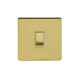 Soho Lighting Brushed Brass 1 Gang Retractive Switch Wht Ins Screwless