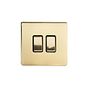 Soho Lighting Brushed Brass 2 Gang Retractive Switch Blk Ins Screwless