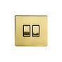 Soho Lighting Brushed Brass 2 Gang Retractive Switch Blk Ins Screwless