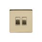 Soho Lighting Brushed Brass 2 Gang Retractive Switch Wht Ins Screwless