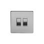 Soho Lighting Brushed Chrome 2 Gang Retractive Switch Wht Ins Screwless