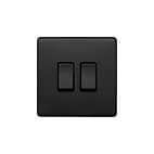 Soho Lighting Matt Black 2 Gang Retractive Switch Blk Ins Screwless