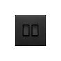 Soho Lighting Matt Black 2 Gang Retractive Switch Blk Ins Screwless