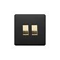 Soho Lighting Matt Black & Brushed Brass 2 Gang Retractive Switch Blk Ins Screwless