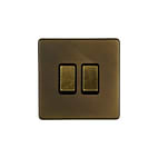 Soho Lighting Vintage Brass 2 Gang Retractive Switch