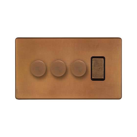 Antique Copper Dimmer Rocker Combo Switch
